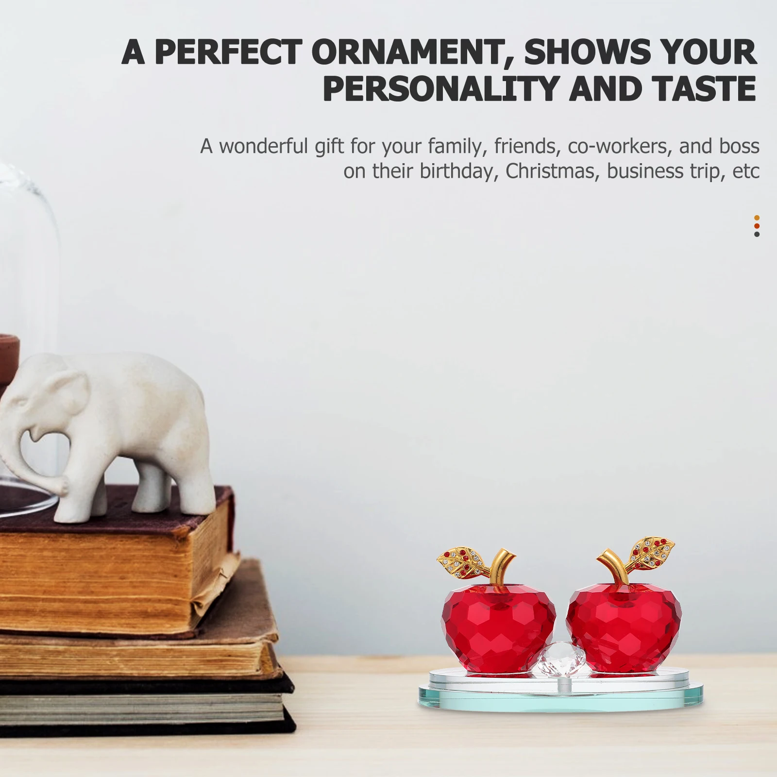 

1pc Crystal Apple Ornament Decorative Fruit Craft For Home Car Desk Decor Gift Miniature Souvenir Xmas Adorn Desktop Centerpiece