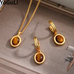 Collar con Colgante de Piedra de diseño europeo y americano para mujer, joyería de moda, accesorios de pendientes elegantes, novedad de 2023