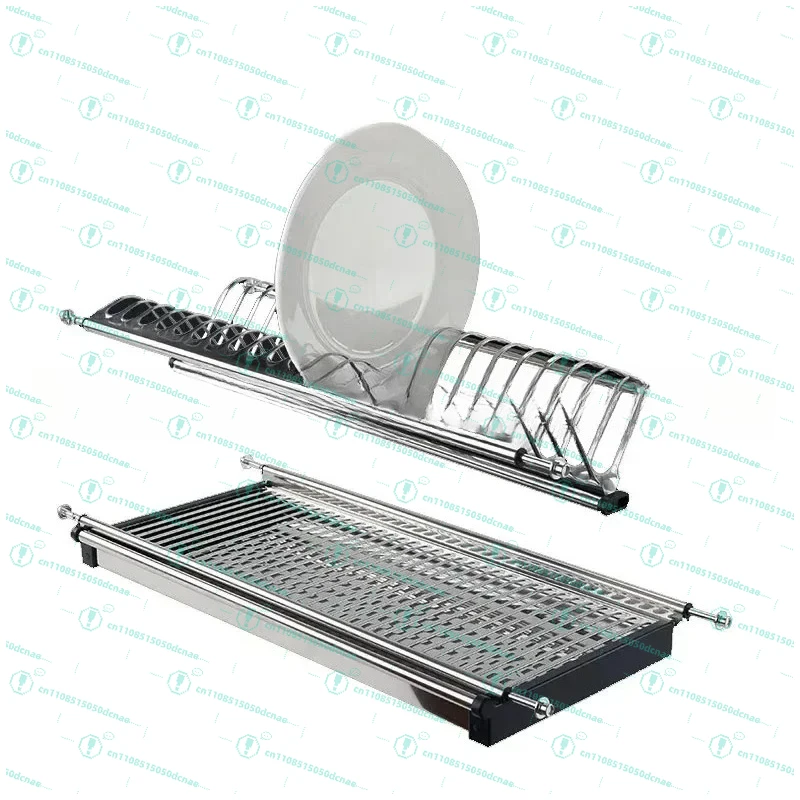 

Basket Stainless Steel Embedded Kitchen Dish Rack Storage Draining Rack Cabinet Wall Cupboard Double-Layer Dish Storage Drawer