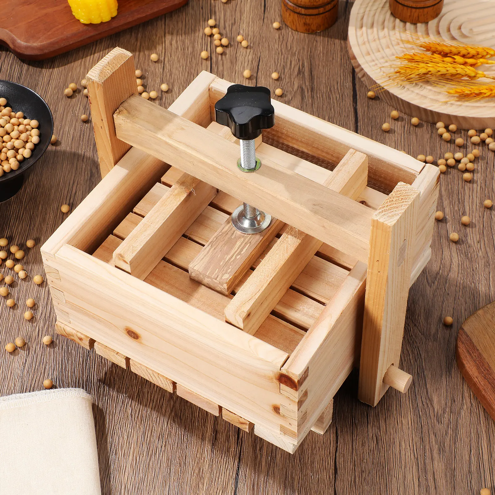 

1Set Tofu Mold Wooden DIY Homemade Tofu Press Cheese Maker Soybean Curd Making Tool Kitchen Supplies Home Supplies