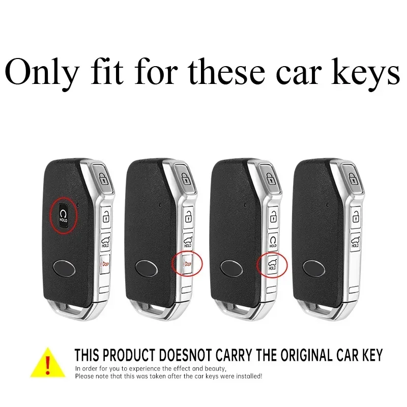 Zinc Alloy + Leather Car Key Case For Kia Sportage 2023 2024 Ray Sorento Soul Telluride Cerato 2020 K5 K8 2022 Remote Key Holder