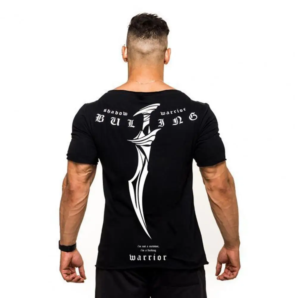 New Summer Gym T-shirt Large-type Brand Sports T-shirt Men Shirt Bodybuilding Fitness Printing Short Sleeve Running T-shirt