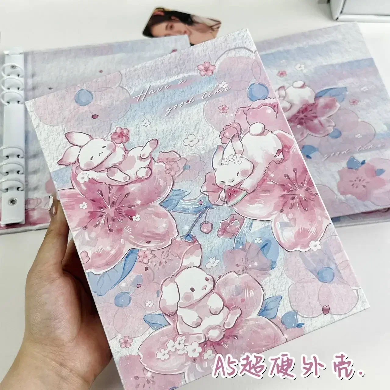 IFFVGX Kawaii Rabbit A5 Binder Photocard Holder, Kpop Idol Photo Album, Strengthening PleAlbum, Photographs Staacquering