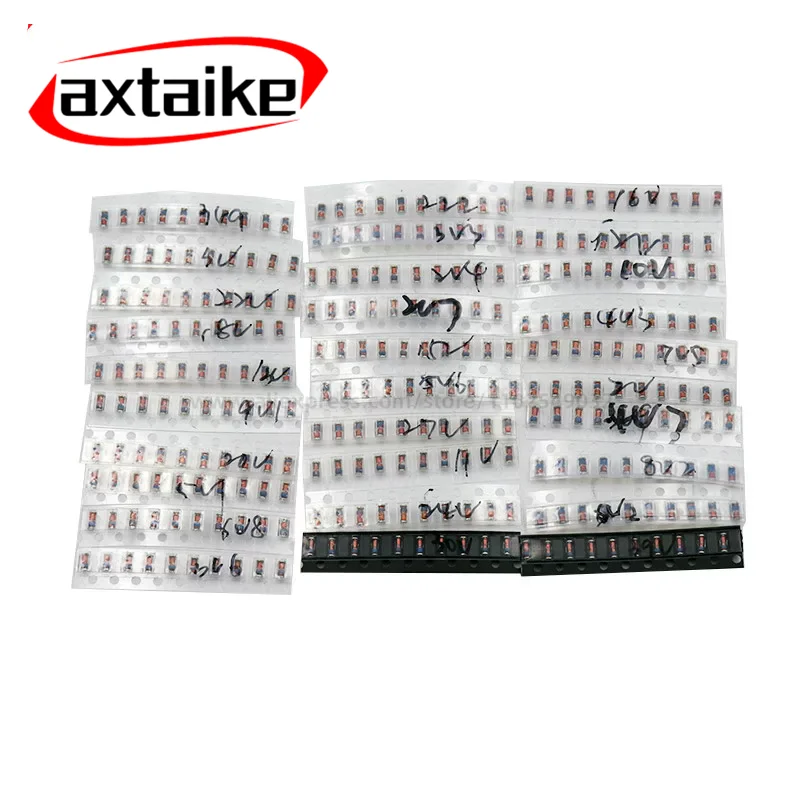 300PCS 30Value LL34 1206 0.5W SMD Zener Diode Kit 2V - 39V 2.2V 2.4V 2.7V 3V 3.3V 3.6V 3.9V 4.7V 5.1V 12V 15V 18V 20V 27V 30V