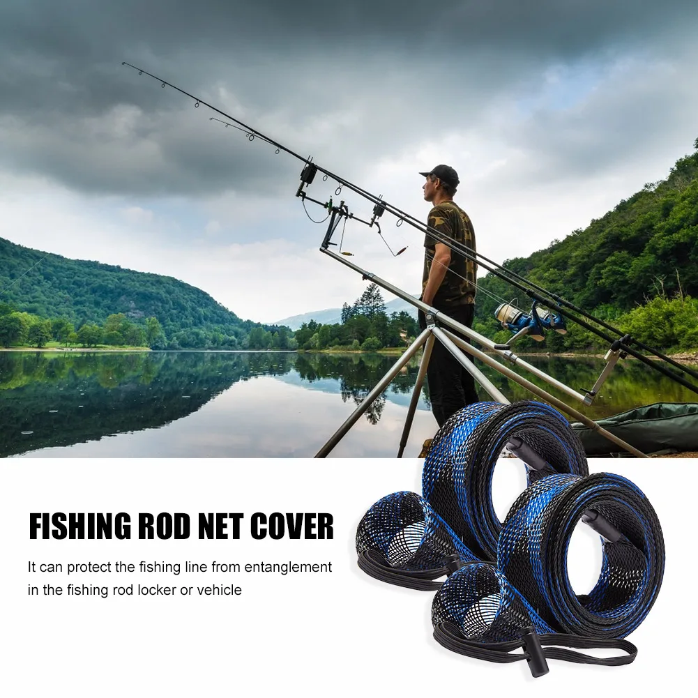 2Pcs 32mm Casting Fishing Rod Sleeves Cover Pole Socks Mesh Tube Wrap Protector Beginner Fishing Holiday Gift