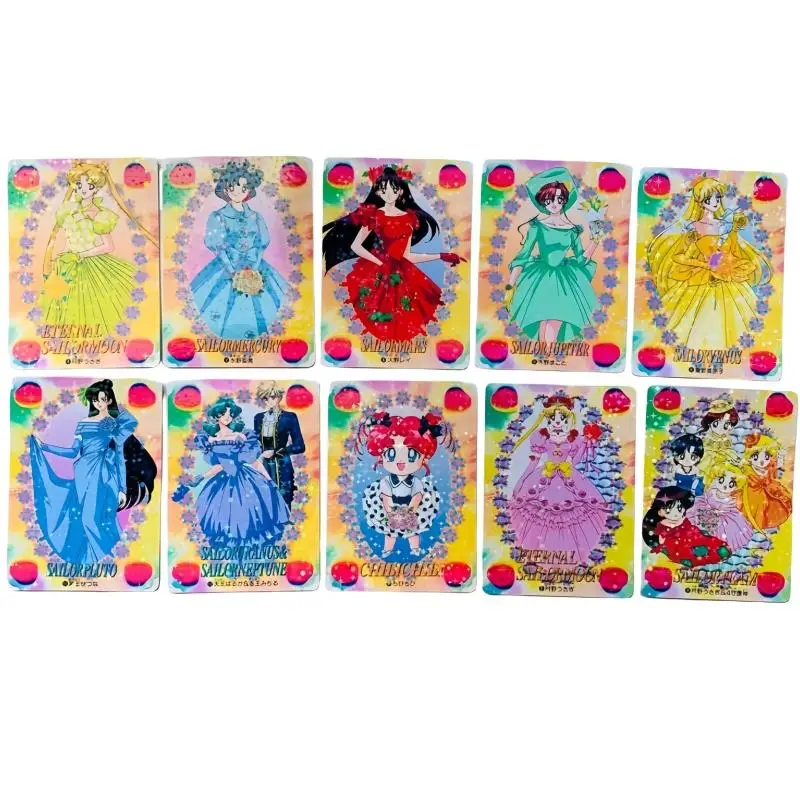 Sailor Moon Flash Card Usagi Tsukino Mizuno Ami Kino Makoto Wedding Dress Series Diy 10 Sheets Action Toy Figure Game Collection