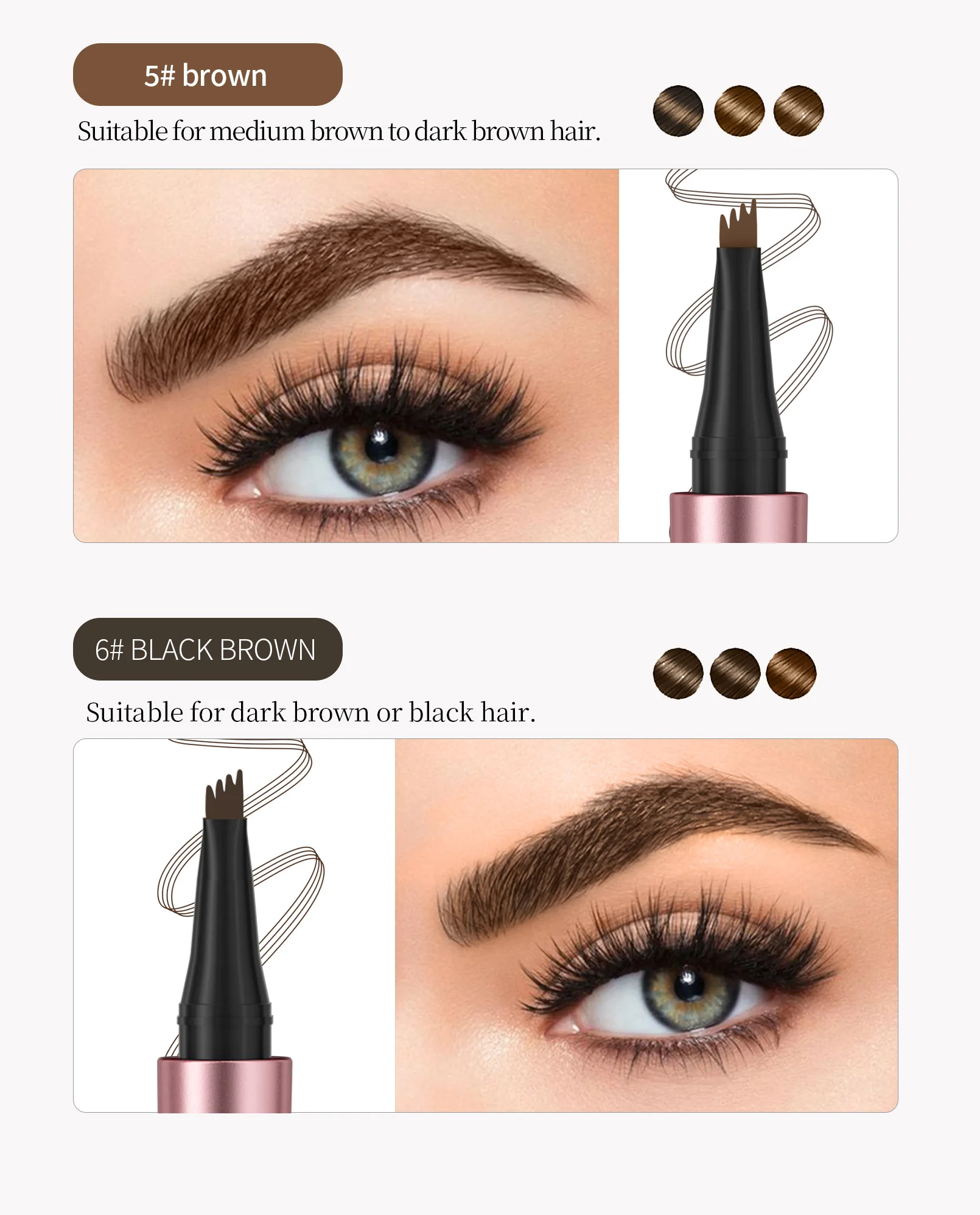 QIC wasserfester Microblading-Augenbrauenstift – 4 geteilte Köpfe, natürliches Augenbrauen-Make-up in 6 Farben für alle Hauttypen – Detail 9