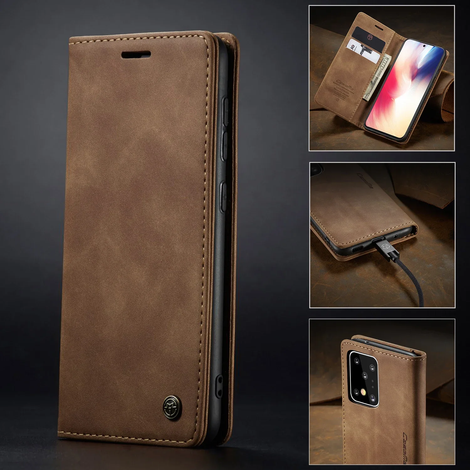 Business Magnetic PU Leather Case For Samsung Galaxy S24 Ultra S23 Plus S21 FE S20 A23 A14 A54 A72 A33 A53 A52 Flip Book Cover