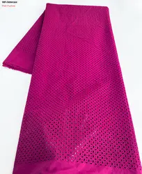 Plain Fuchsia Original Austria Polished Cotton Lace Highest Quality African Sheer Voile Fabric For Men Women Traditional Wear