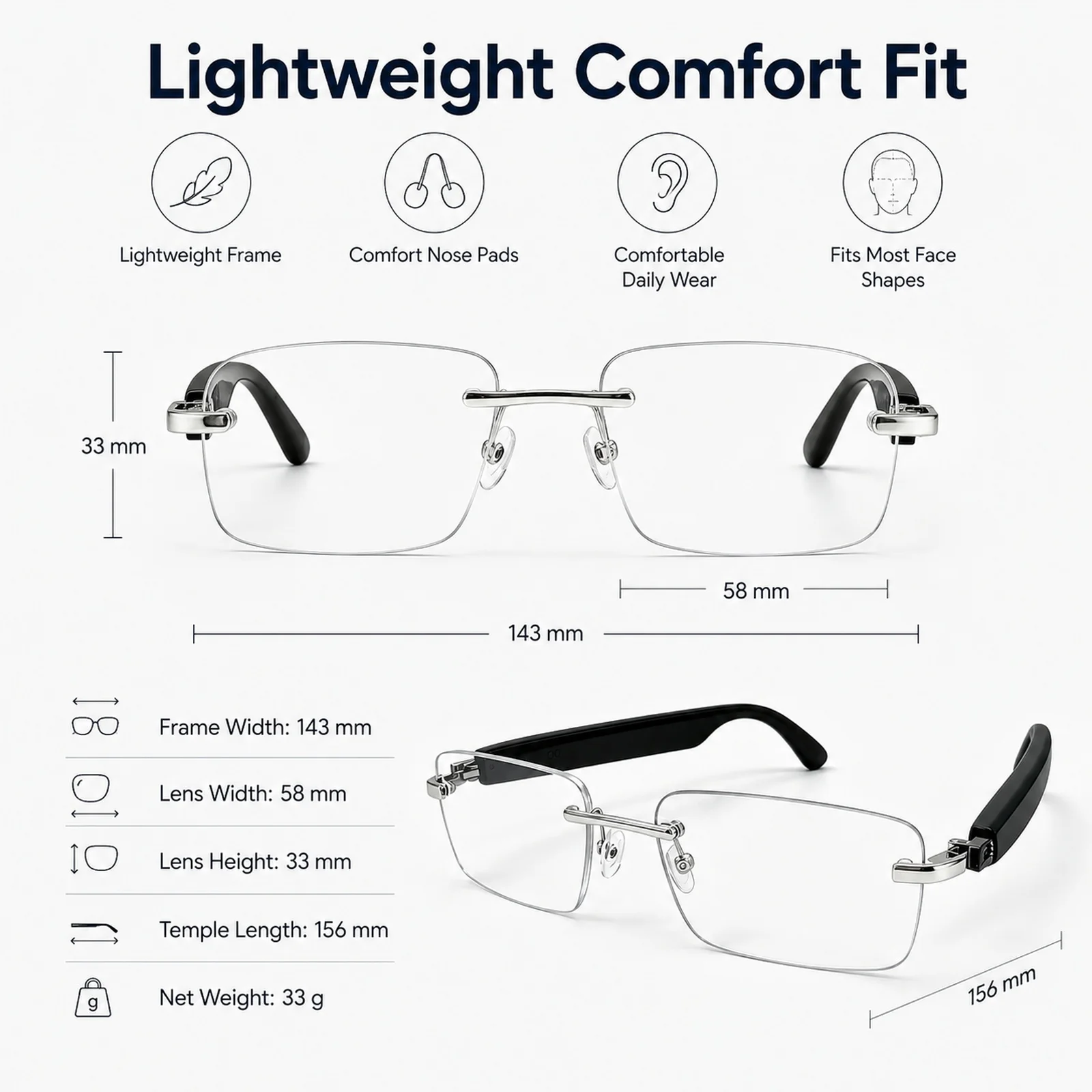 Bluetooth Smart Sunglasses, Photochromic Smartglasses and Open Ear Audio Glasses with Dual Mics for Calls and Outdoor Use - view 6