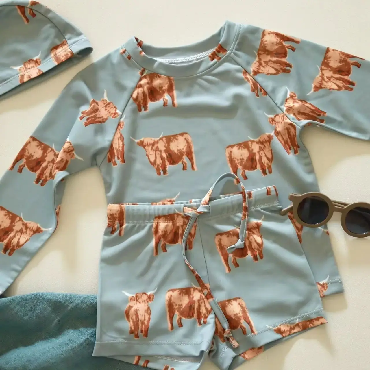 Zomer Jongens Korea Mb Split Cartoon Sunblock Badpak Set Ins Pasgeboren Baby Schattig Lange Mouw Warmwaterbron Badpak 1-8 Jaar Oud