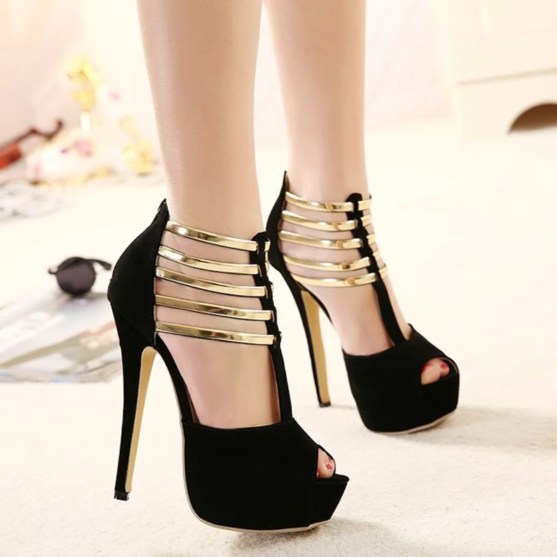 High heels 2026 summer hollow out European and American sandals waterproof platform slim heel fish mouth single shoe