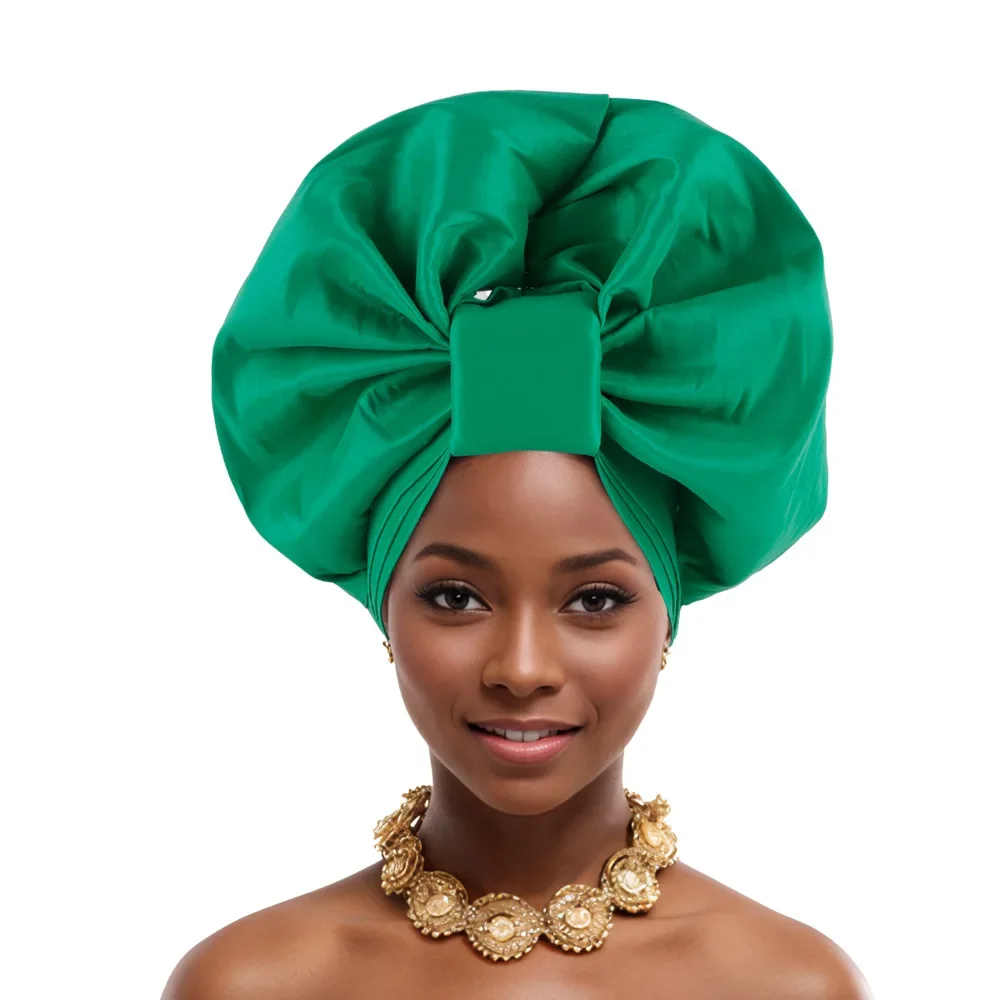 African Party Evening Headdress for Women Spring Summer Autumn African Solid Color Headtie Outfits Fashion African Headwrap