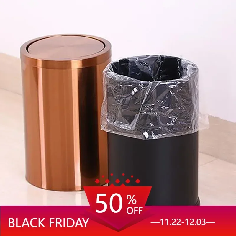 Stainless Steel Small Trash Can Metal Black Elegant Garden Trash Can Hotel Room Smart Tools De Poubelle Garbage Bin For Dustbin