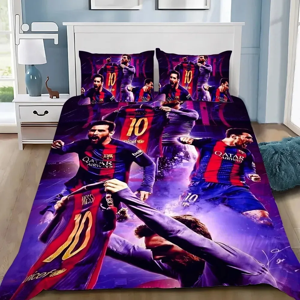 3D-gedrucktes Bettwäsche-Set. M-messi Bettbezug und Kissenbezug für Teenager und Erwachsene, Einzel-/Doppelbett, Schlafzimmerdekoration, Geschenk