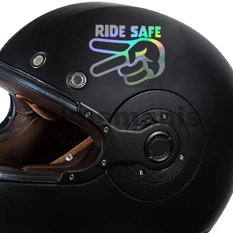 Ride Safe Motorcycle Respect Decals 2 Fingers Down Vinyl Waterproof Removable Stickers For Bikers, Car Window, Helmet Decoration