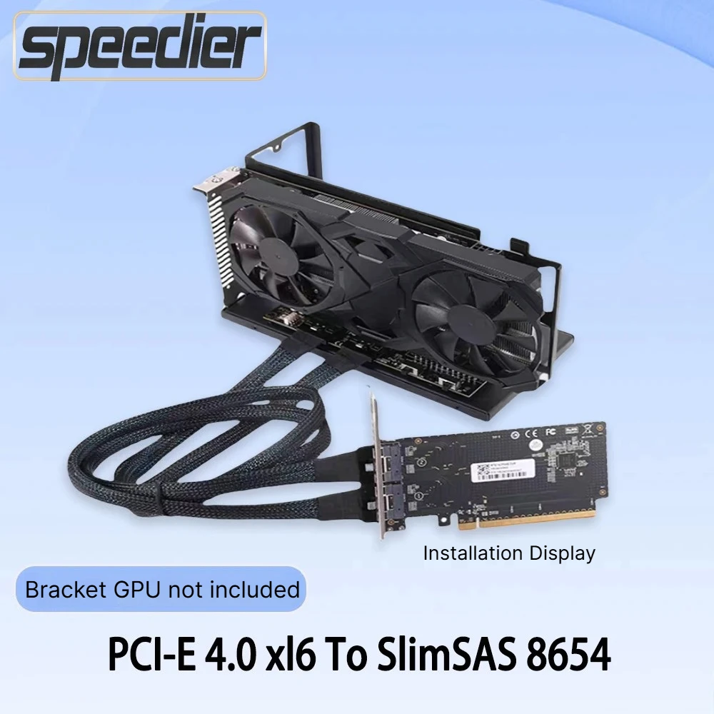 

Graphics Card External Riser PCIe 4.0 X16 To SlimSAS 8654 Rear Half-height Adapter Card Cable 8654 To 16x Base Plate backplane