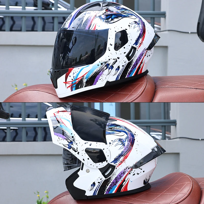 ORZ-103-DOT ABS Modular Motorcycle Helmet Flip Up Double Visor Full Face Motorbike Casco with Inner Sun Shield for Men Women image 3