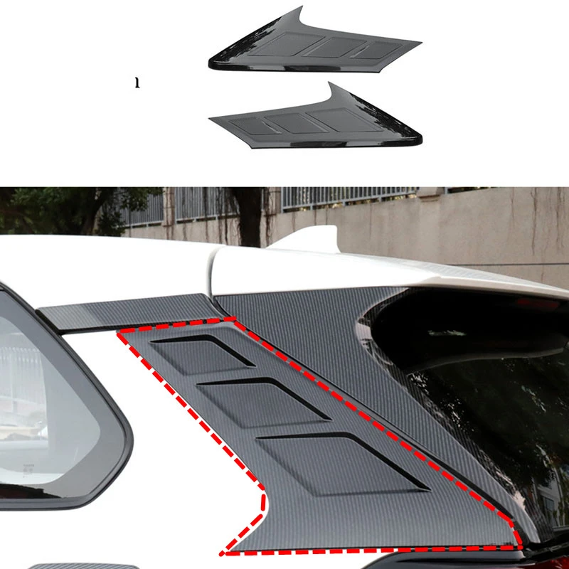 

Fit for Toyota RAV4 2019 2020 Carbon Fiber color Exterior Rear Tail Window Spoiler Triangle Molding Cover Kit Trim Accessories