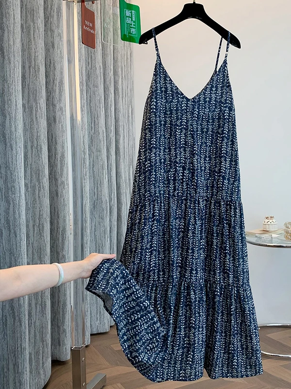 Summer Unique Beautiful Floral Print Long Dr Women's Strapl Dr A-Line Silky Smooth Comfortable to Wear Casual Sle