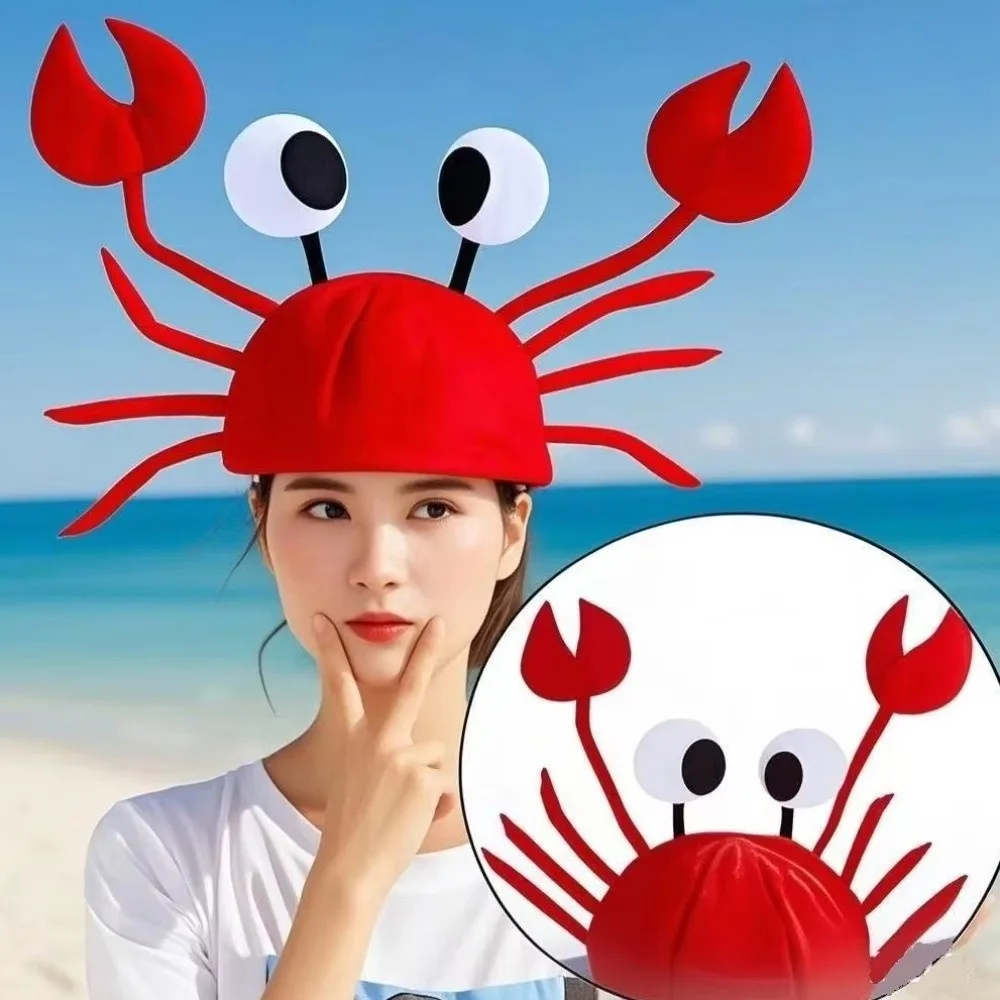 

Performance Props Cartoon Crab Hat Animal Character with Gloves Red Lobster Hat Cute Costume Headwear Party Props
