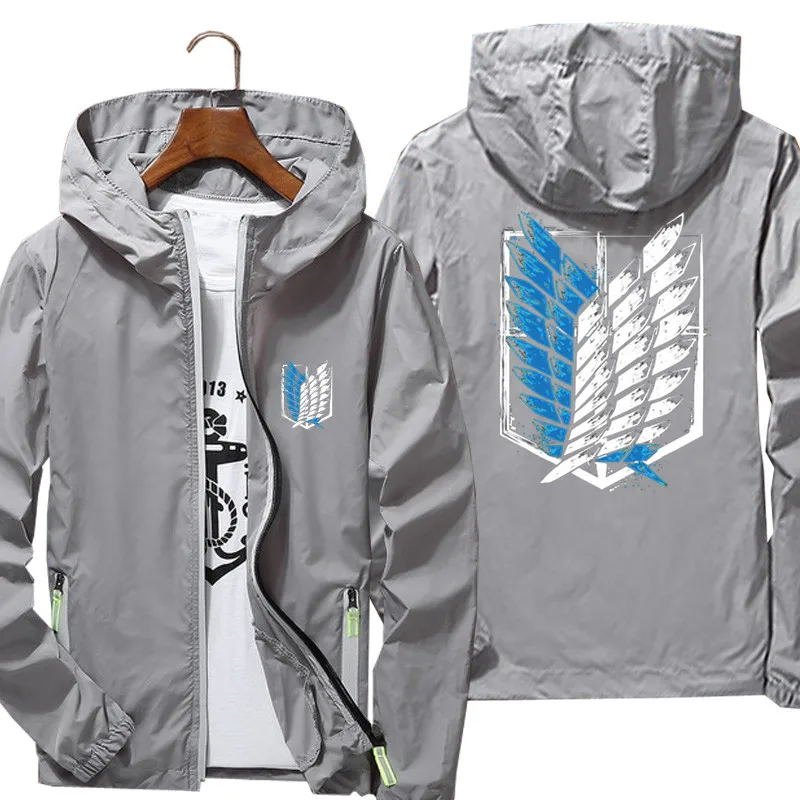 Men Women Attack On Titan Wings of Freedom Casual Reflective Windbreaker Pilot Hooded sun protection clothing
