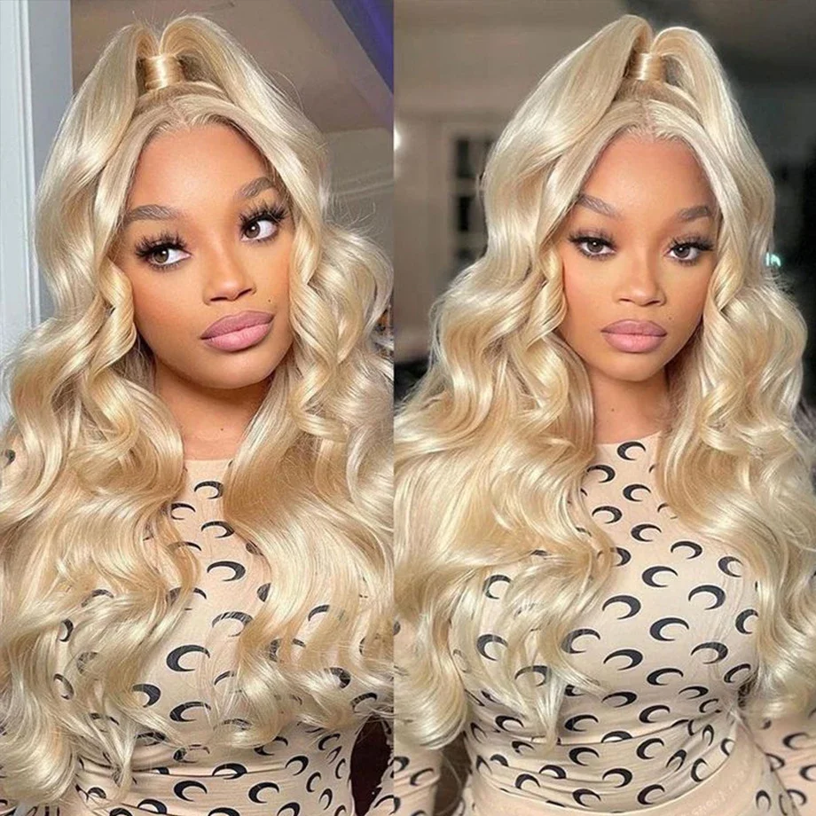 30 40 Inch 613 Honey Blonde Color 13x6 HD Transparent Lace Frontal Body Wave Human Hair Wig 250 Density 13X4 Front Wig For Women