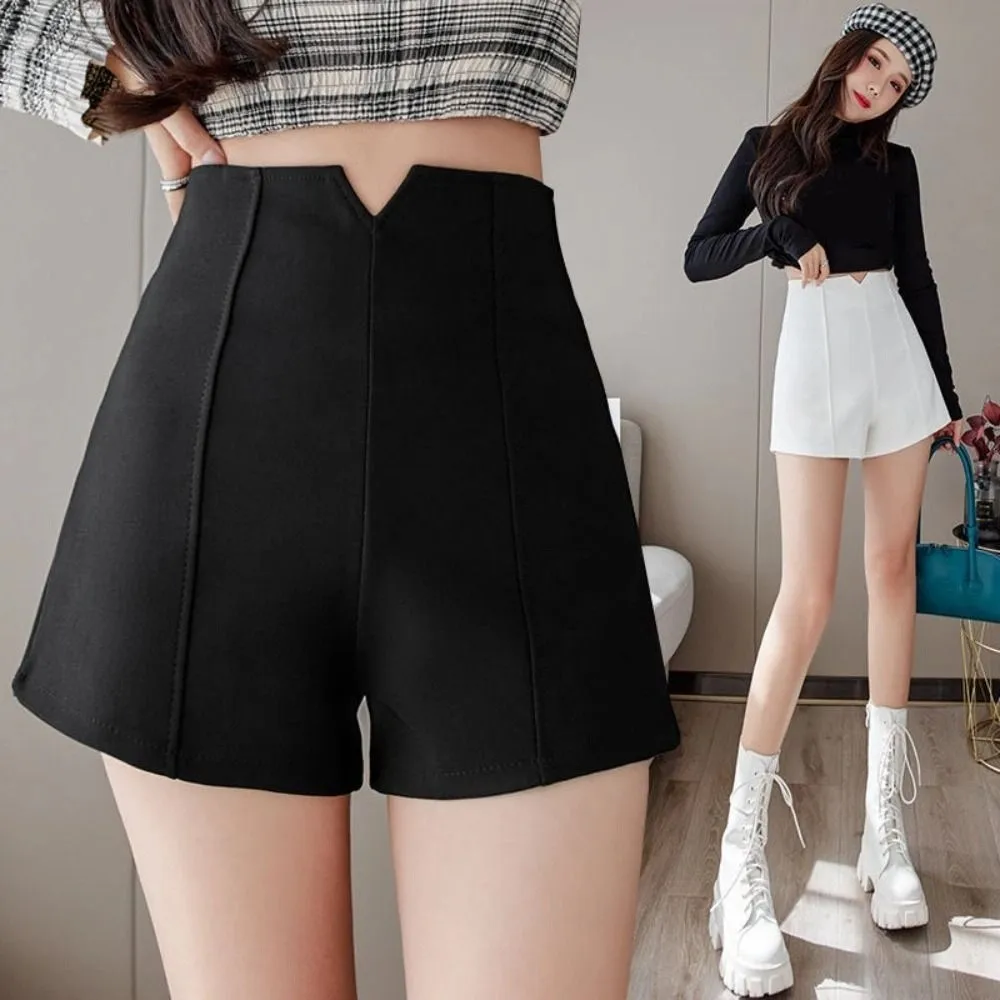 Pantalones cortos acampanados ajustados a la moda, traje de Color sólido de cintura alta, pantalones cortos calientes, pantalones elegantes Y2K, pantalones cortos de verano para mujer y niña