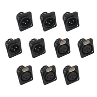Conectores XLR de 3 pines, enchufe macho hembra, carcasa de Metal negro, tipo de soldadura XLR, altavoz de Audio de 3 polos, adaptador de micrófono, 10 Uds.