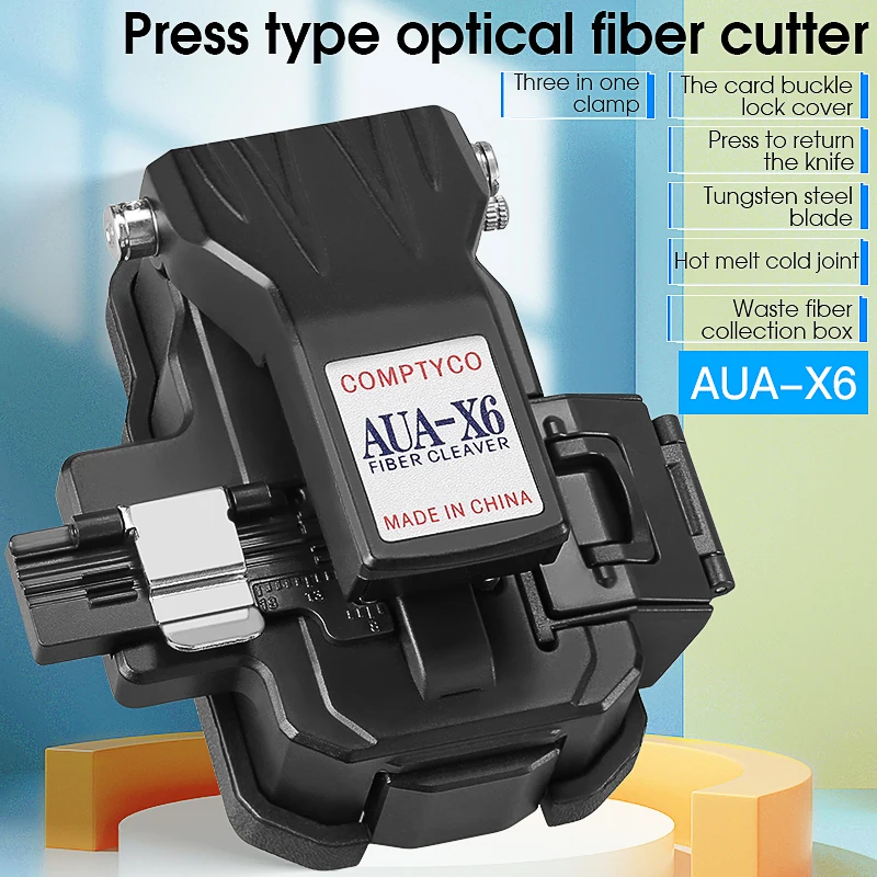 comptyco-aua-x6-optical-fiber-cleaver-ftth-cold-connection-fusion-splicing-fiber-optic-cutting-tool-cutter-with-waste-fiber-box