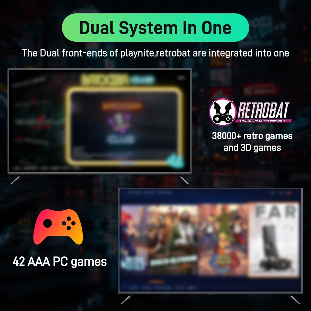 Playnite e Retrobat Console per dischi rigidi da gioco da 500 GB HDD da gioco retrò con oltre 38200 giochi e 49 emulatori Plug & Play per PS3/PS2/PS1/N64