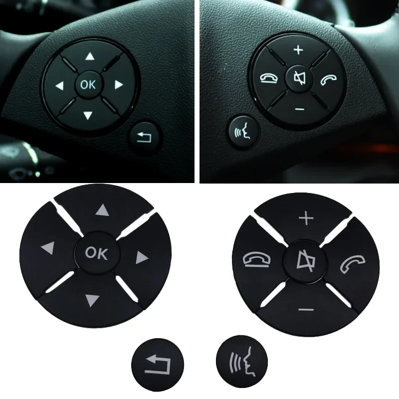 

Black Interior Steering Wheel Button Switch Trim Cover Sticker For Mercedes Benz C E S GLK Class W204 W212 W221 X204 C200 C250