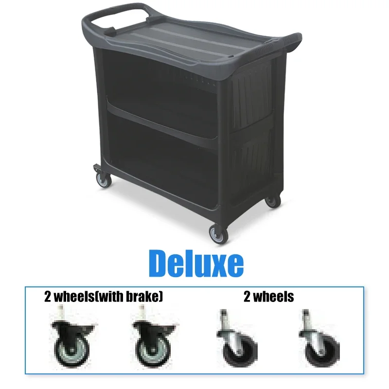 Bar Cart Deluxe Multipurpose Three-layer  Plastic Trolley Restaurant Hotelcleaning Trolley Service Laundry Tool Cart