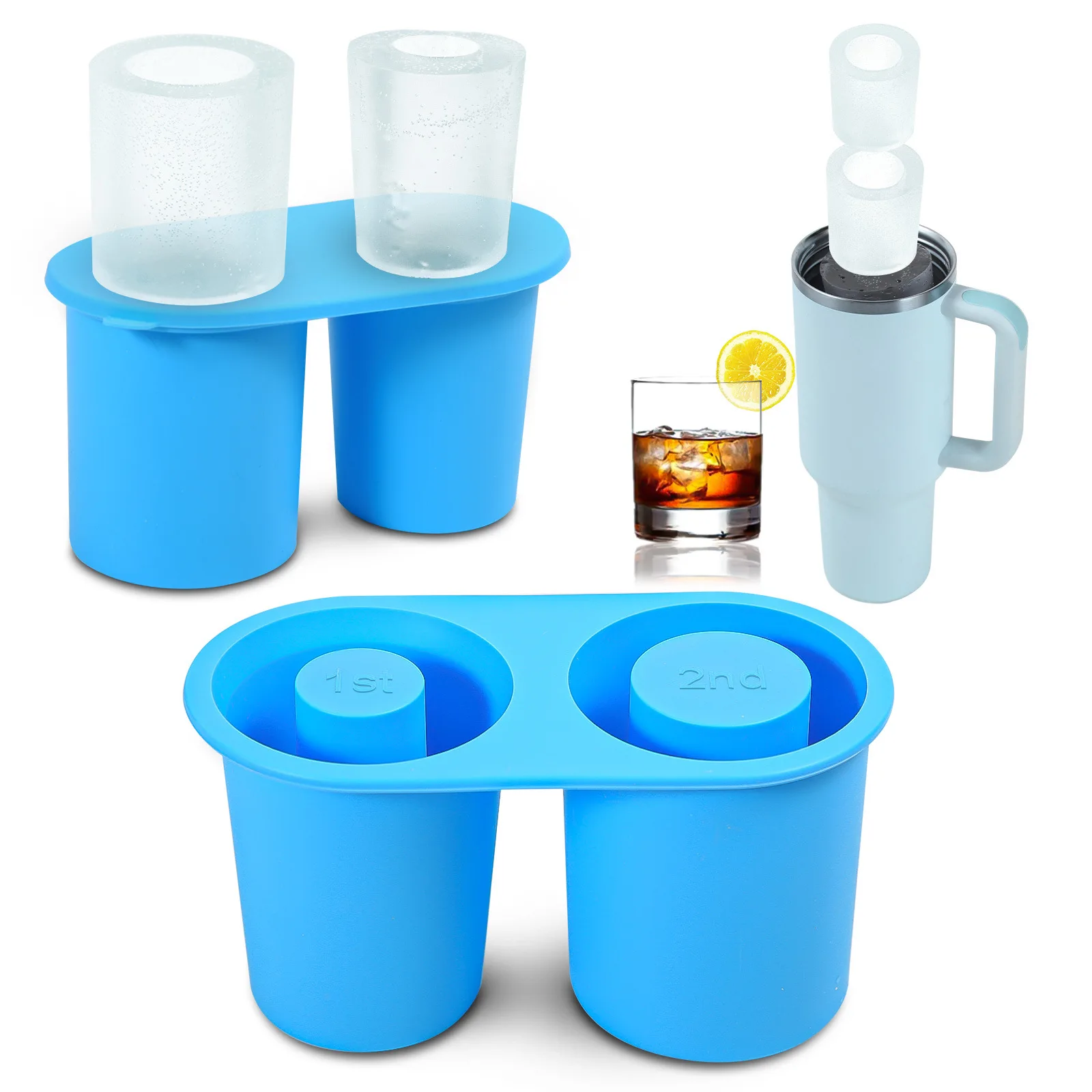 Ice Cube Tray Mold for  Stanley Tumbler Cup Silicone Cylinder Freezer with Lid  Drink Juice Whiskey Cocktail Summer Gifts