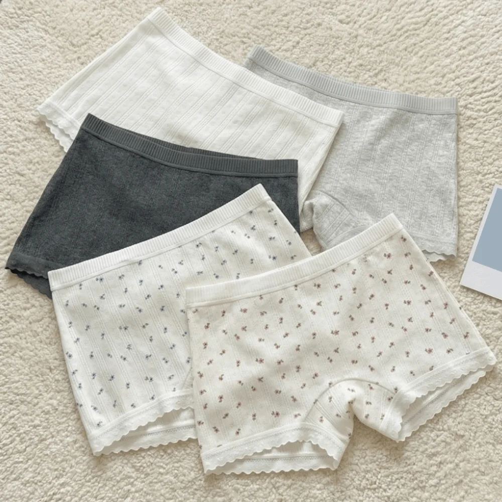 Mid Waist Lace Safety Pants Lingerie Anti-exposure Ladies Leggings Shorts Underwear Cotton Sweet Floral Shorts Women Girls