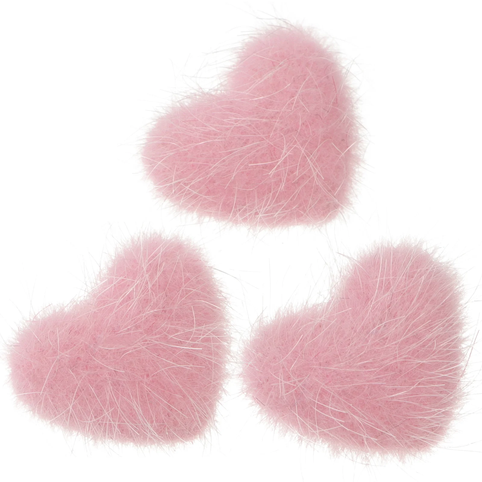 Em forma de coração Faux Fur Pom Pom Decal Adesivos Adorno, Suprimentos de Prego, Pano, Acessórios, Decoração, 3 Pcs