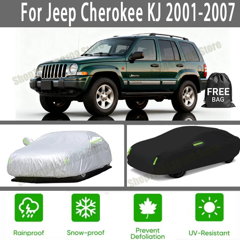 

Чехол для автомобиля Jeep Cherokee KJ 2001-2007 2006 годов выпуска, зимний и летний, защита от снега и пыли, водонепроницаемый, солнцезащитный, для защиты автомобиля.