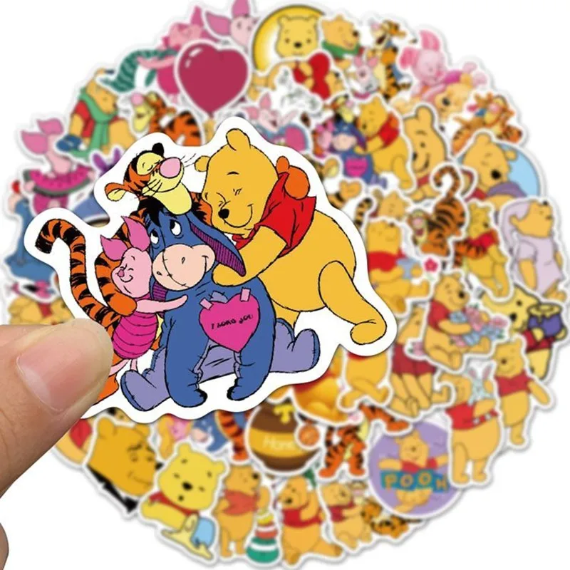 Pegatinas de Disney Winnie the Pooh para niños, 50 piezas, pegatinas de Anime para equipaje, cuaderno, álbum de recortes