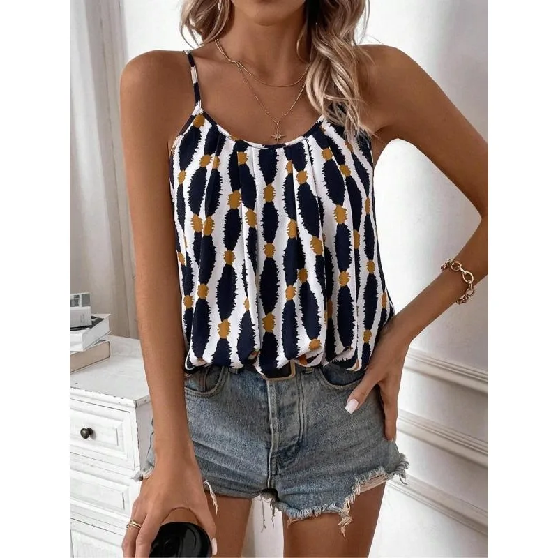

Женский летний укороченный топ на бретельках больших размеров с открытой спиной, летний повседневный уличный топ без рукавов с принтом