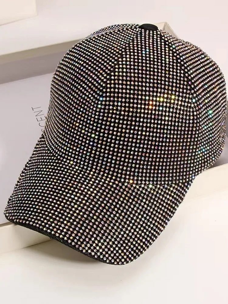 أزياء المرأة لامعة الماس رصع قبعة بيسبول الهيب هوب الإناث عرض مسرحي بلغت ذروتها قبعة عارضة الشارع الشهير إكسسوارات السفر القبعات #2