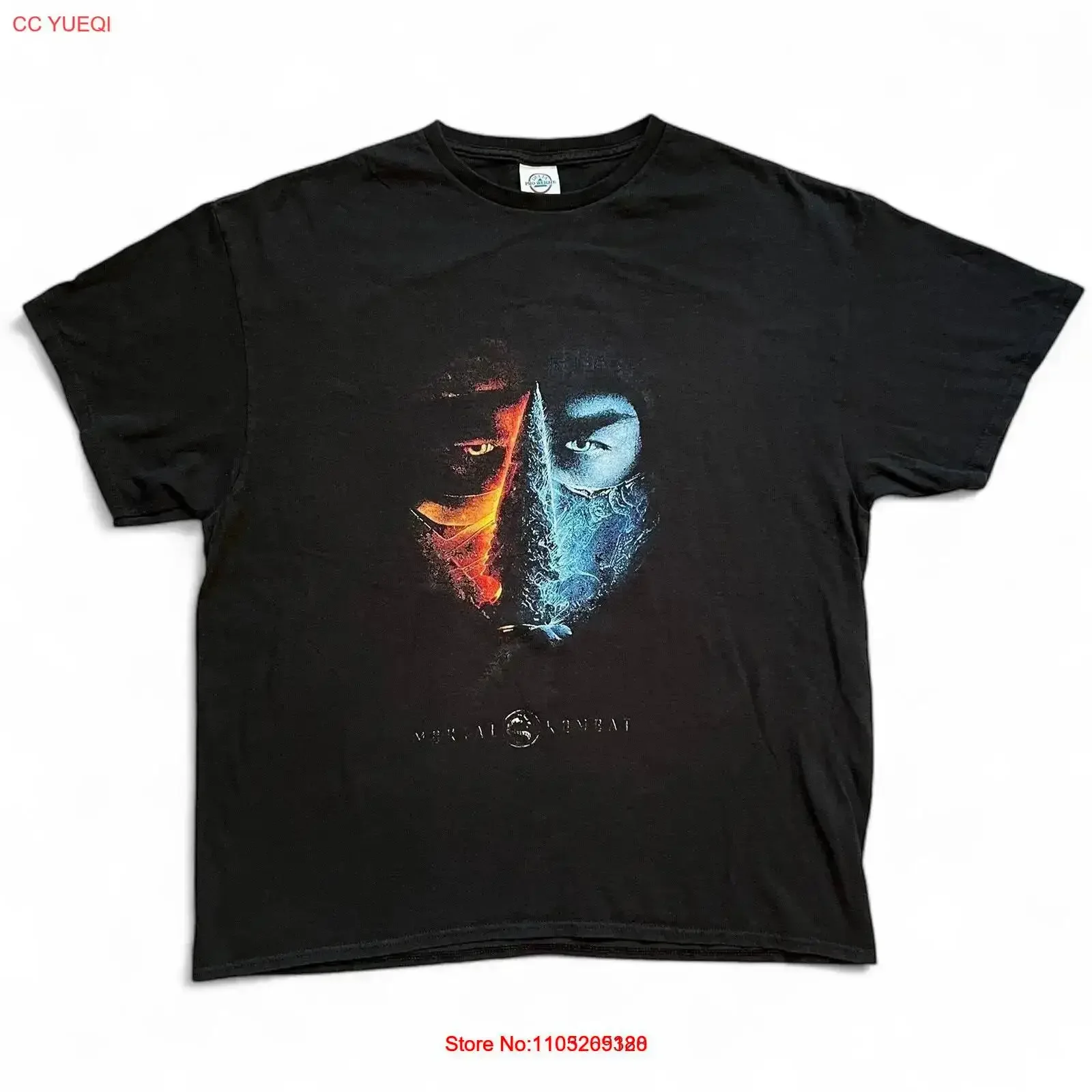 Mortal Kombat película Promo Gamer camiseta negro videojuego XL Sub Zero Scorpion vintage lavado Unisex moda Casual estirado