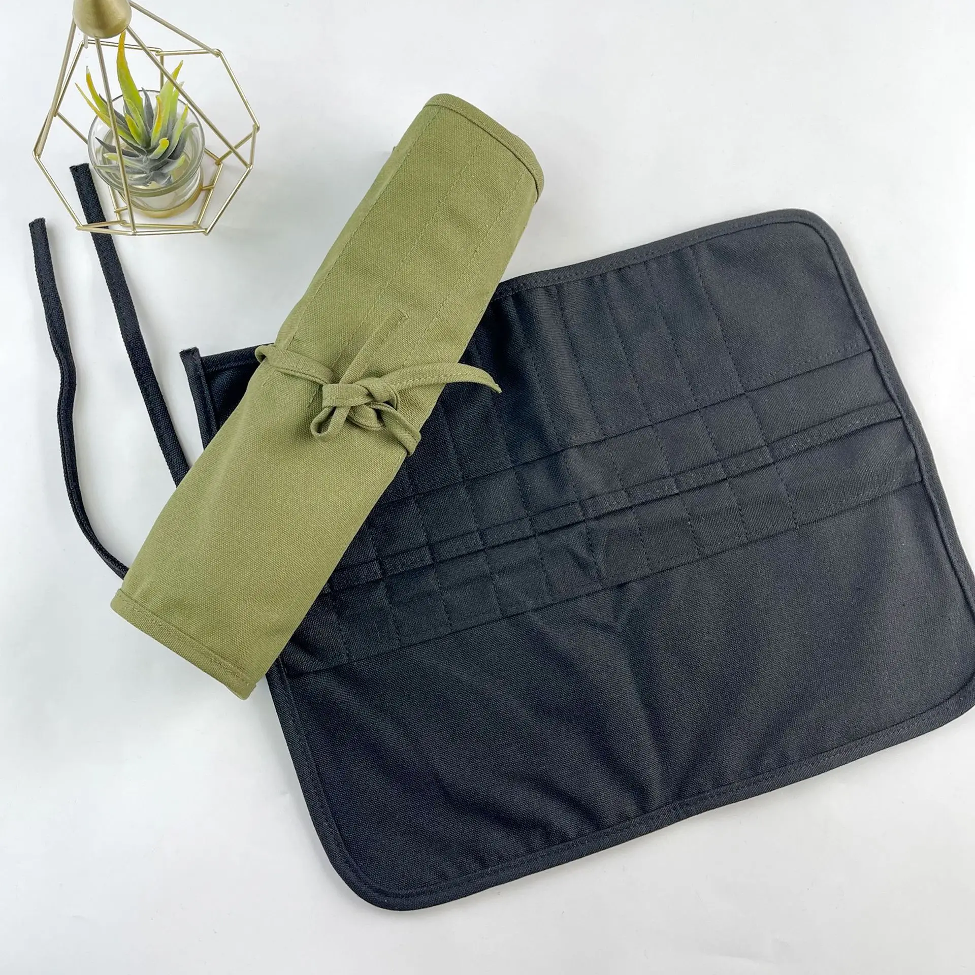 

Brush Pouch Roll Up Canvas Paint Brush Holder 22 Slot Pocket Carry Bag Outdoor Pencil Storage Pencil Bag Watercolor Pencil Case