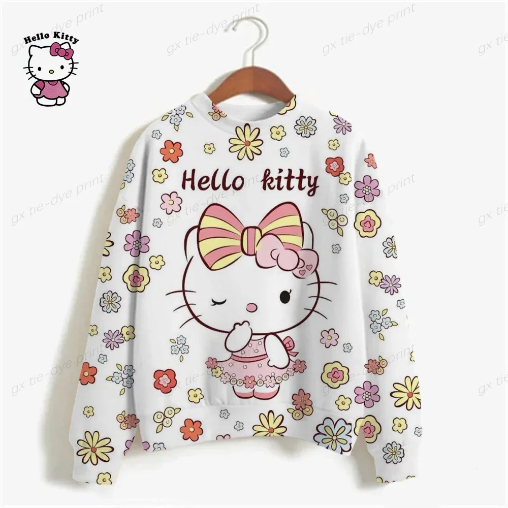 Harajuku Female Clothing Pullover Fashion Autumn And Winter HELLO KITTY Print Woman Hoodie Casual Women Long-sleeved Sweatshirt