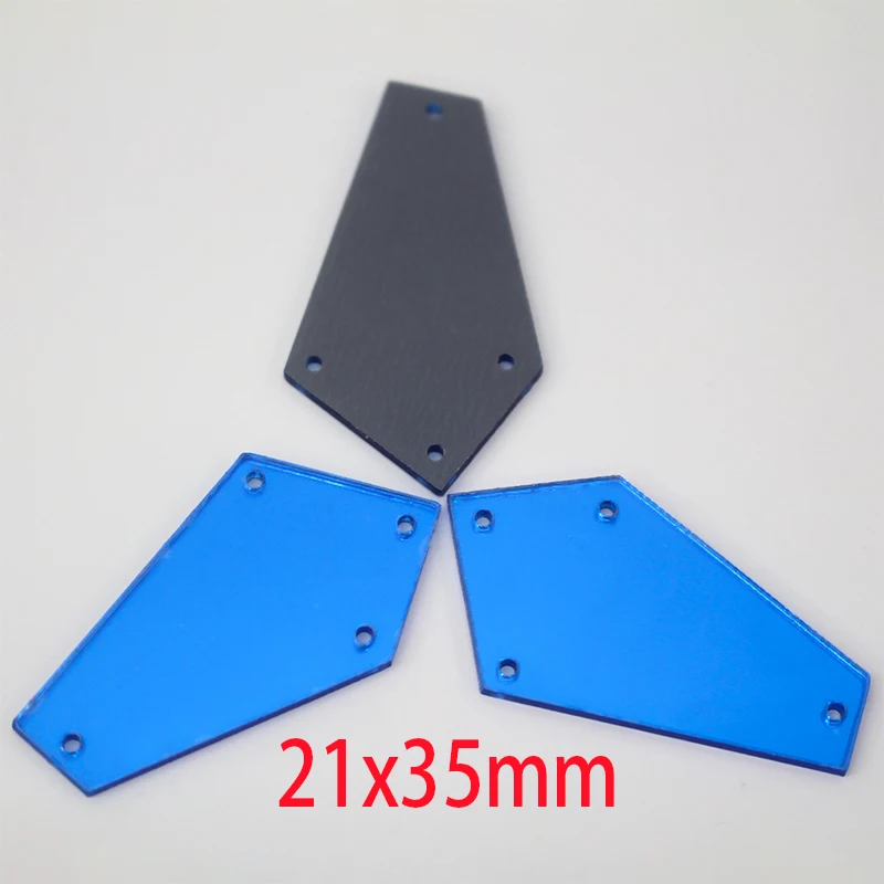 100pcs Top Quality 21*35 Shape Color Mirror Acrylic Sew On Rhinestones With Holes Acryl Flat Back Mirror Crystal Beads