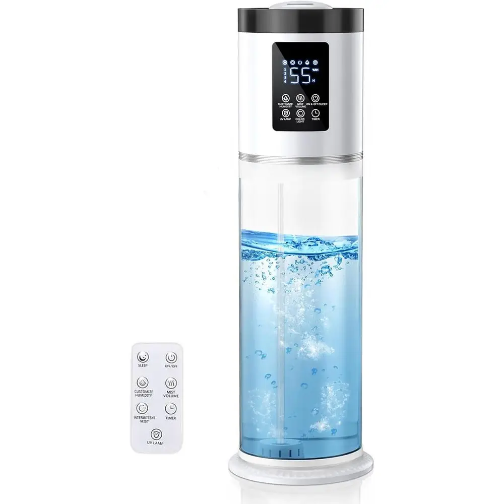 

Ультразвуковой увлажнитель воздуха Huiiers 8 л/2,1 галлона для больших помещений (спальни) с прозрачным резервуаром, 7-цветной подсветкой, уровнем шума 36 дБ, функцией ультрахолодного тумана и держателем для эфирных масел.