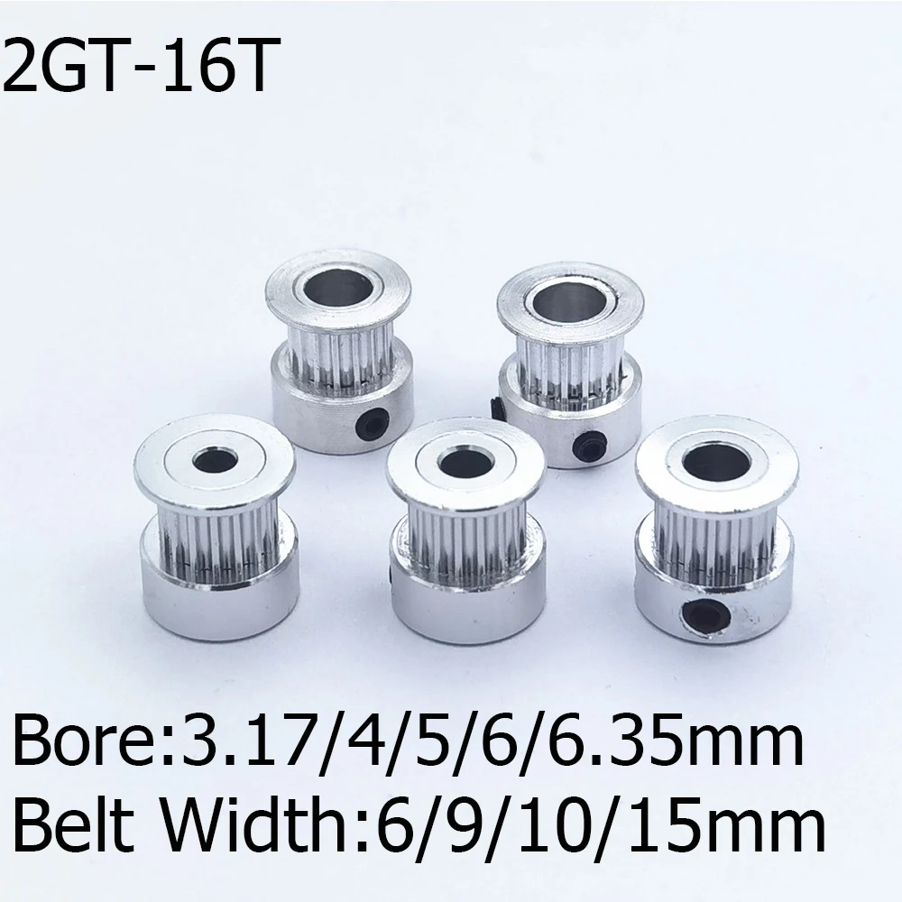 2GT 16 Teeth 2GT Timing Pulley Bore 4/5/6mm for GT2 Open Synchronous Belt Width 6mm/10mm Small Backlash 16Teeth 16T