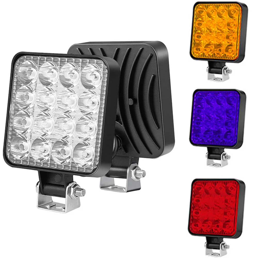 

48W 16LED Work Light Pod Spot Lights for Truck Off Road Tractor 12V 24V Square Daytime Running Lights Fog Lamp Led Work Light