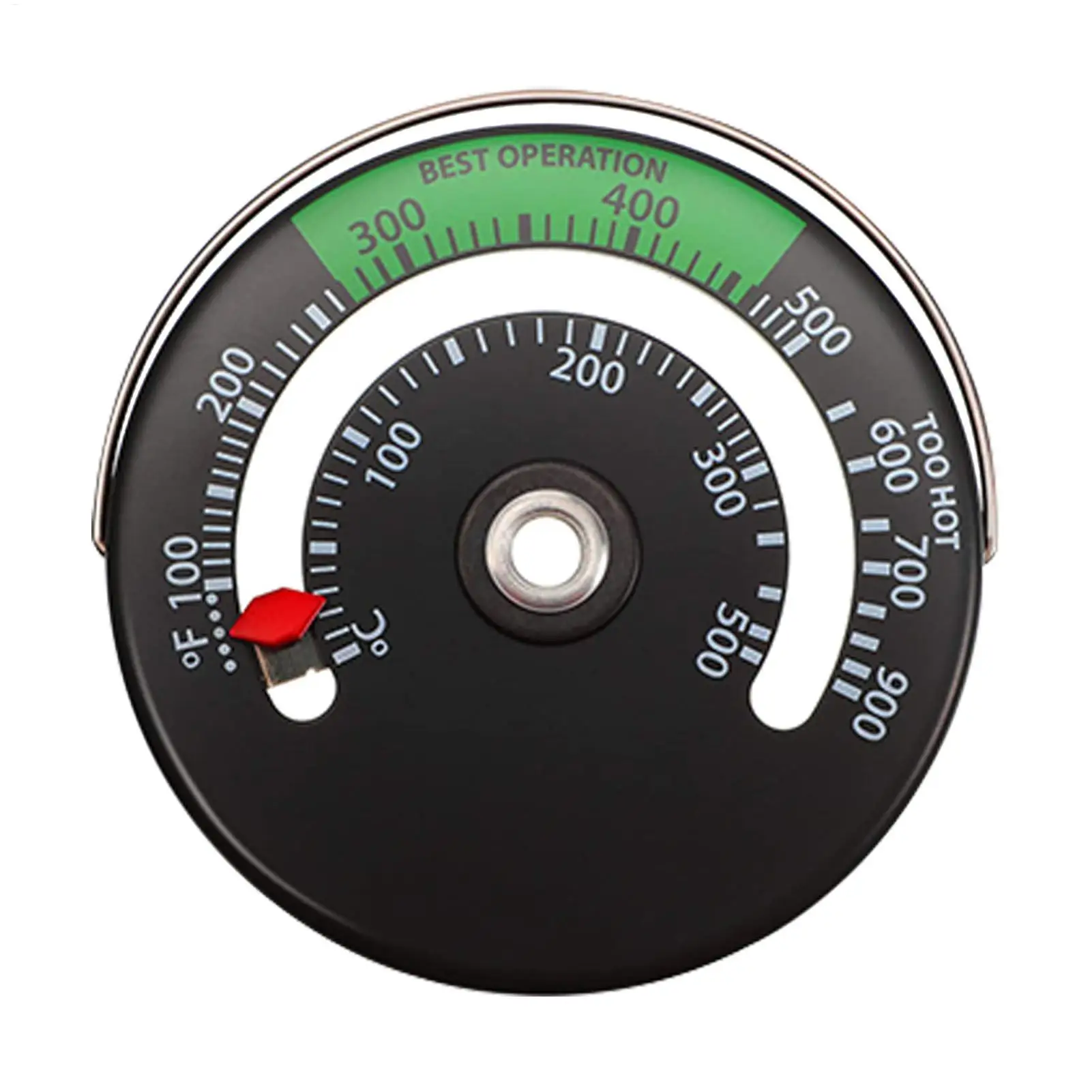 المغناطيسي الخشب موقد سخان ميزان الحرارة لسجل الخشب الموقد الموقد مروحة موقد حرق مؤشر مقياس الحرارة أدوات متر #1