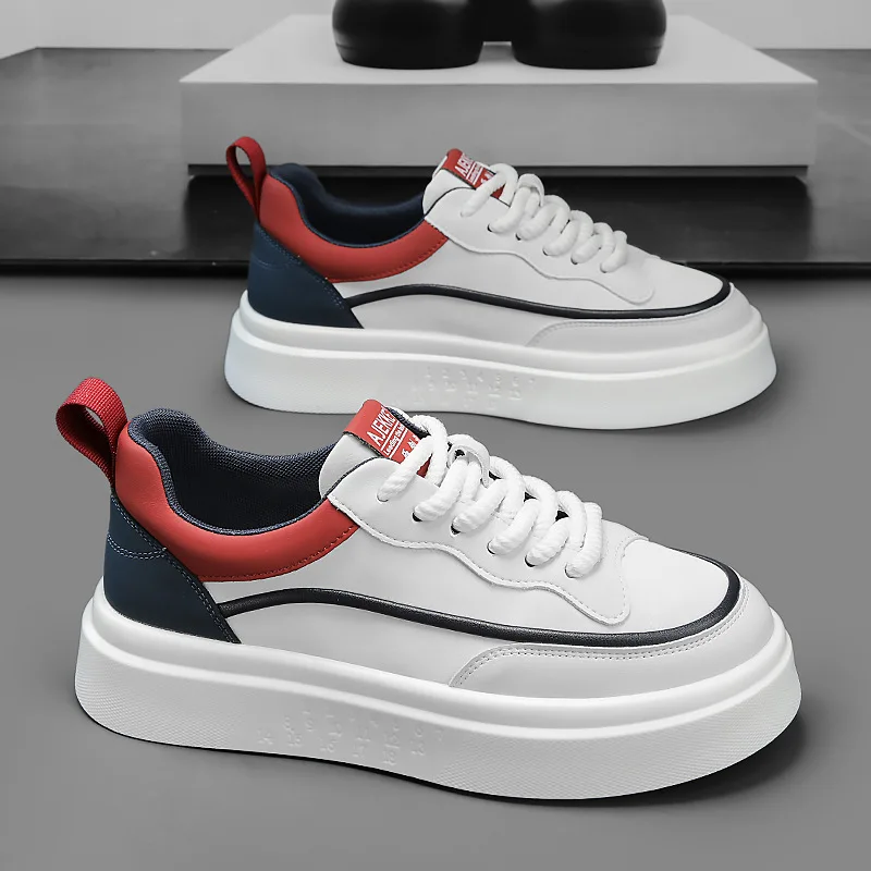 Style Fashionable and Trendy White Sneakers, Versatile Board Shoes, Thick-soled Height-increasing Casual Men's Shoes 2026