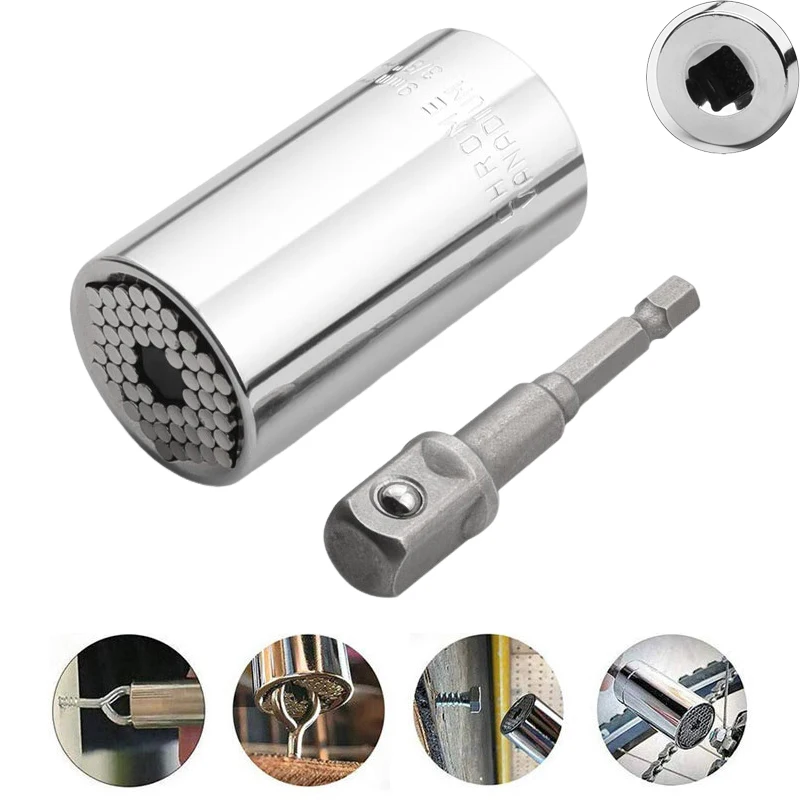 

9-27mm Universal Torque Wrench Head Set Socket Sleeve Power Drill Ratchet Bushing Spanner Key Magic Grip Hand Tools For Home DIY